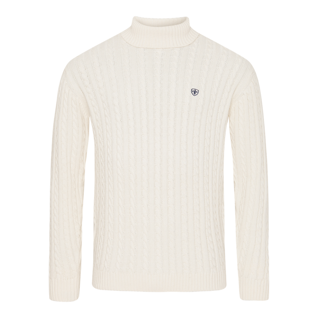 Rullekrave Kabel Striktrøje - Unbleached