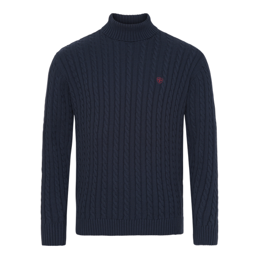 Rullekrave Kabel Striktrøje Gjern - Dark Navy