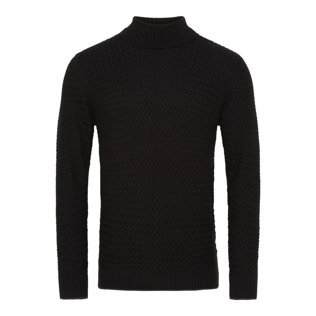 Struktur Rullekrave Striktrøje - Black