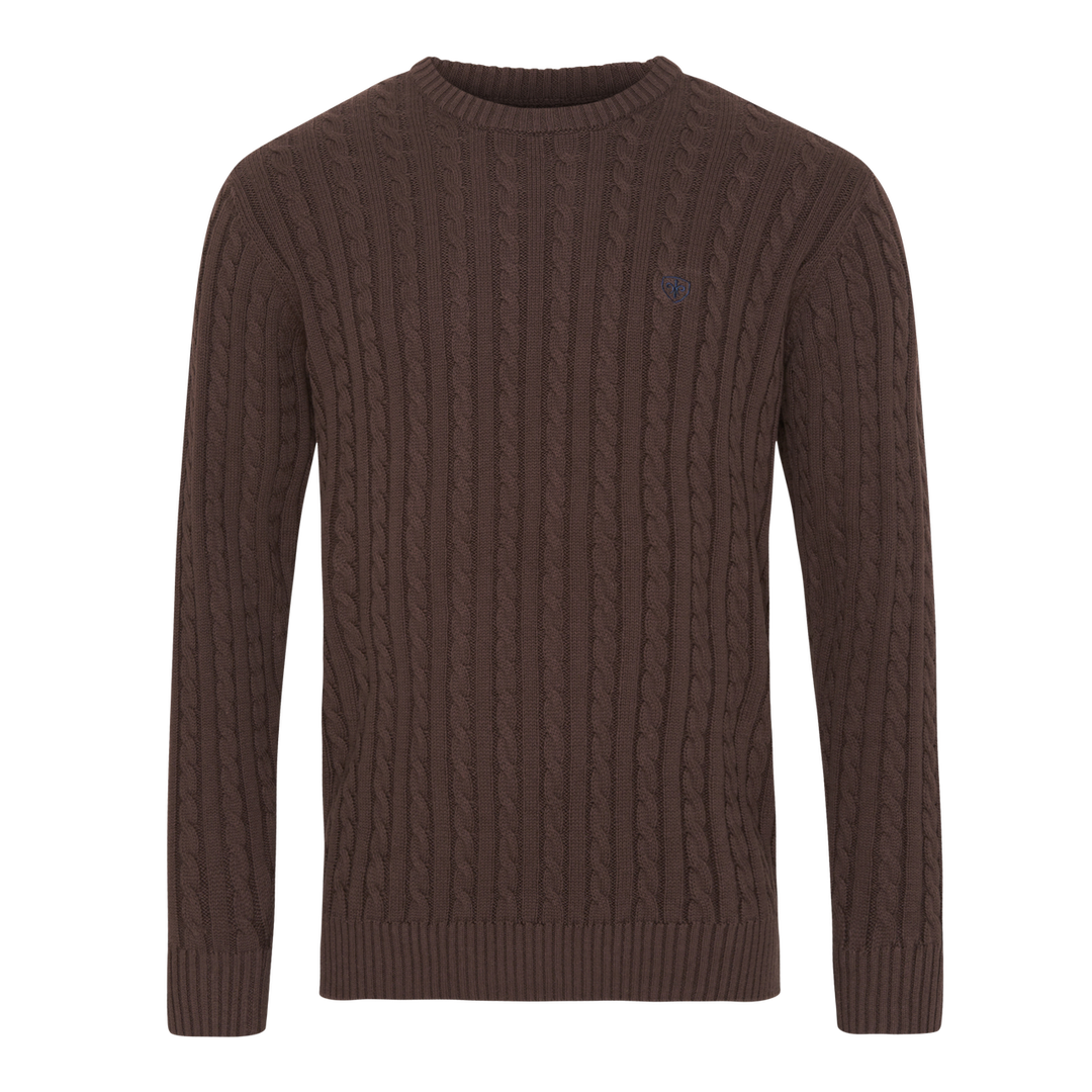 Bomuld Kabel Striktrøje - Chocolate Brown