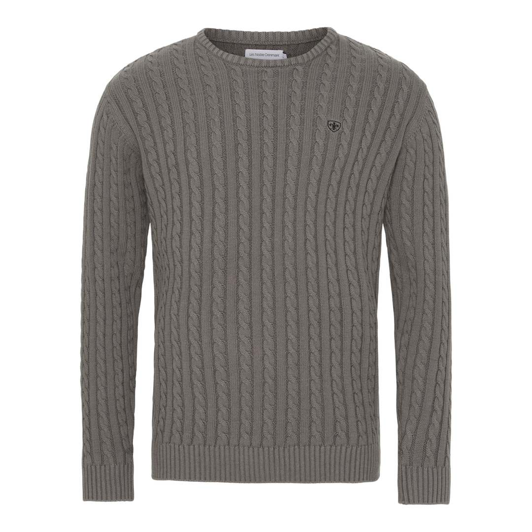 Bomuld Kabel Striktrøje - Dusty Stone Grey