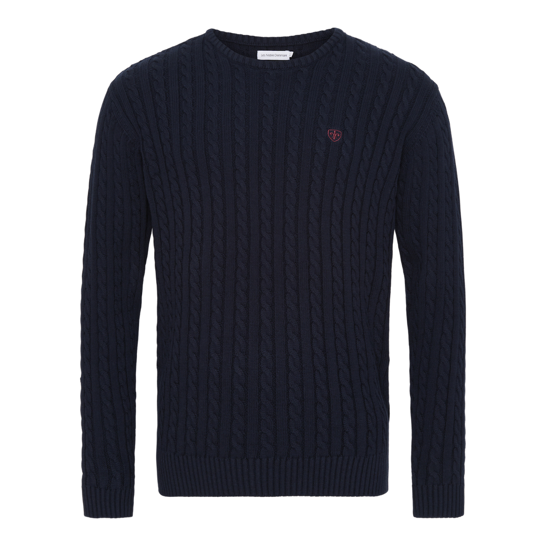 Bomuld Kabel Striktrøje - Dark Navy