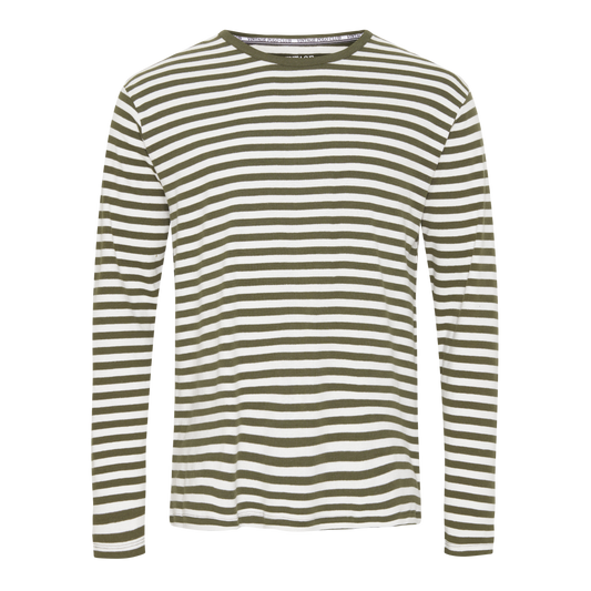 Langærmet T-shirt 'Lejre' - Army/Unbleached
