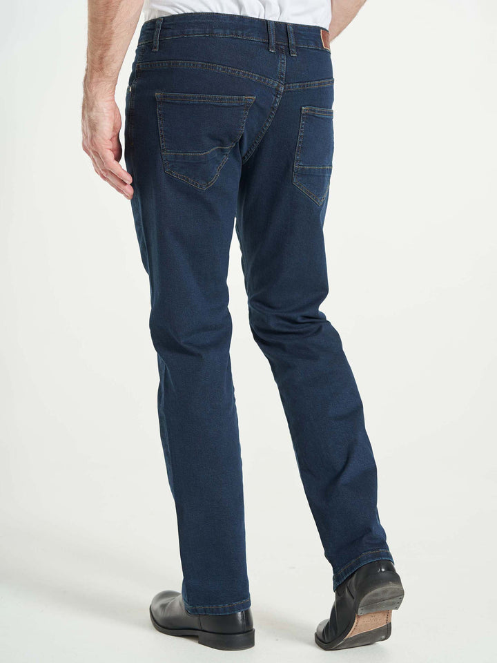 regular fit stretch jeans til mænd brede bukseben mørkeblå