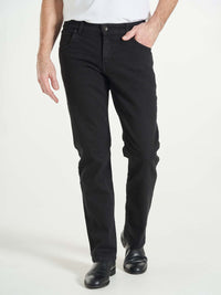 regular fit stretch jeans til mænd brede bukseben sort