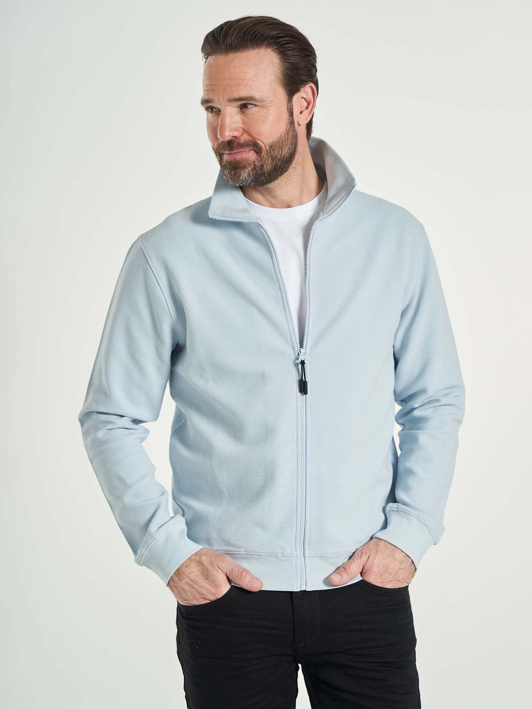 Eatos sweatshirt med lynlås til mænd lyseblå