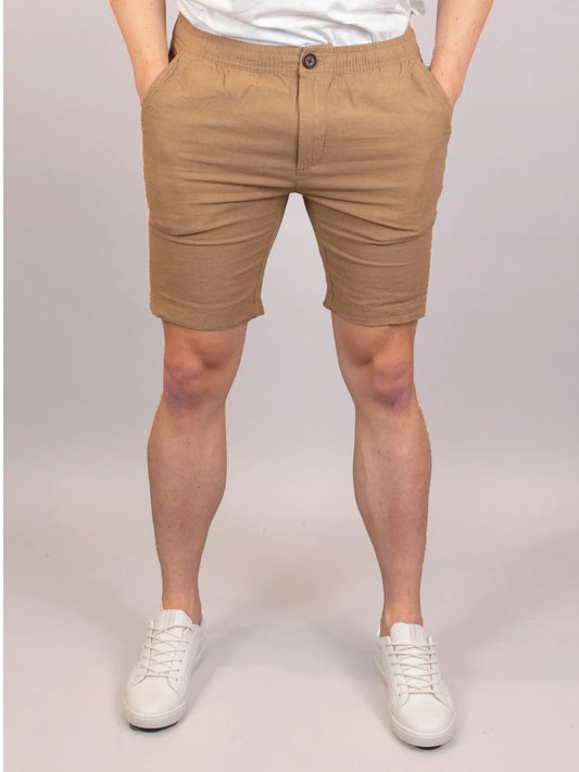 Linen/Cotton String Shorts - Camel