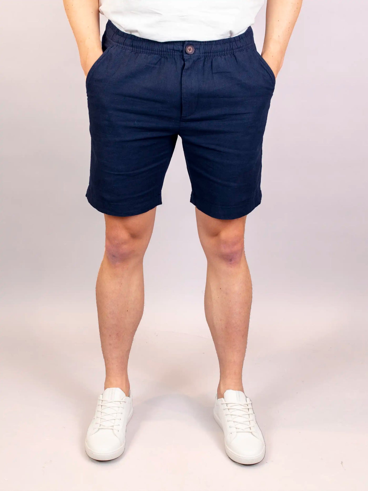 Linen/Cotton String Shorts - Navy