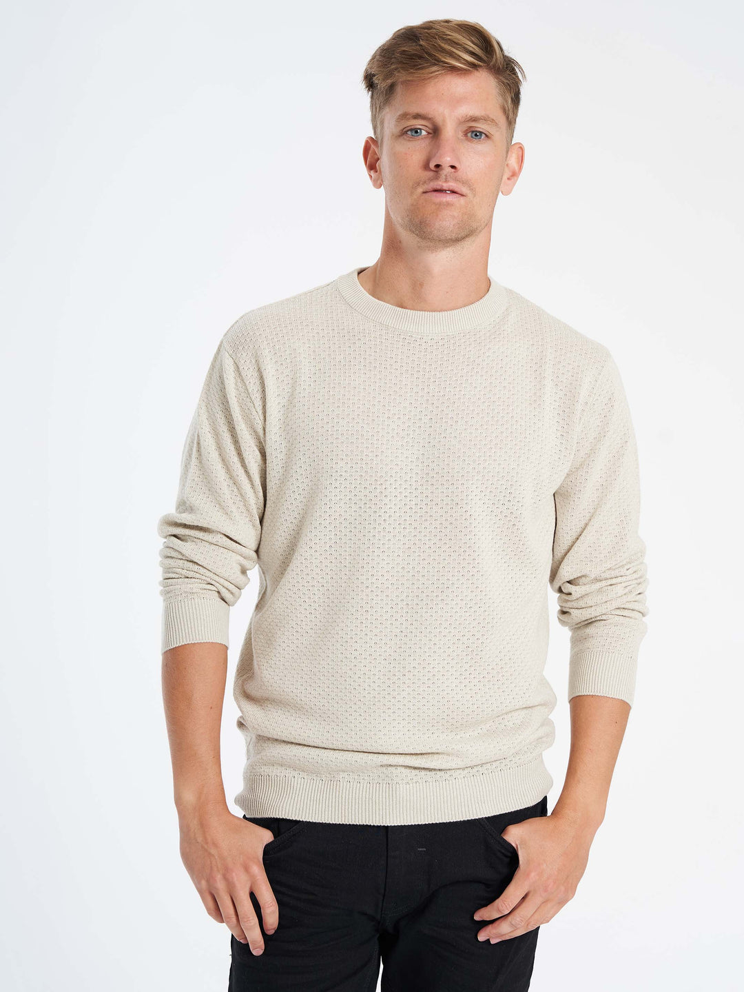Jonas strik pullover til mænd sand
