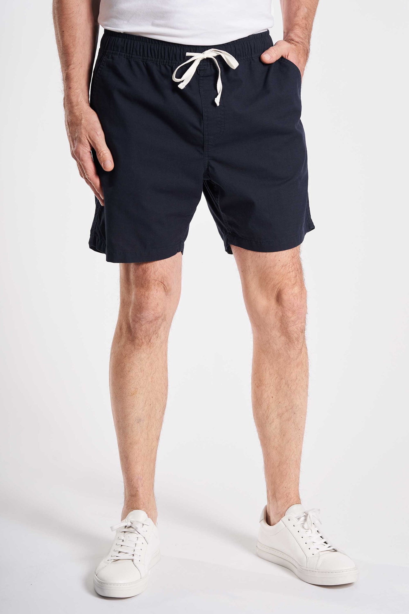Linen look shorts - Navy