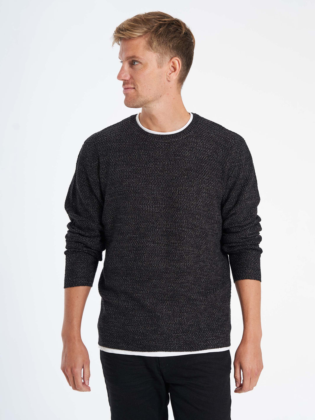 Morten strik pullover til mænd mørkegrå