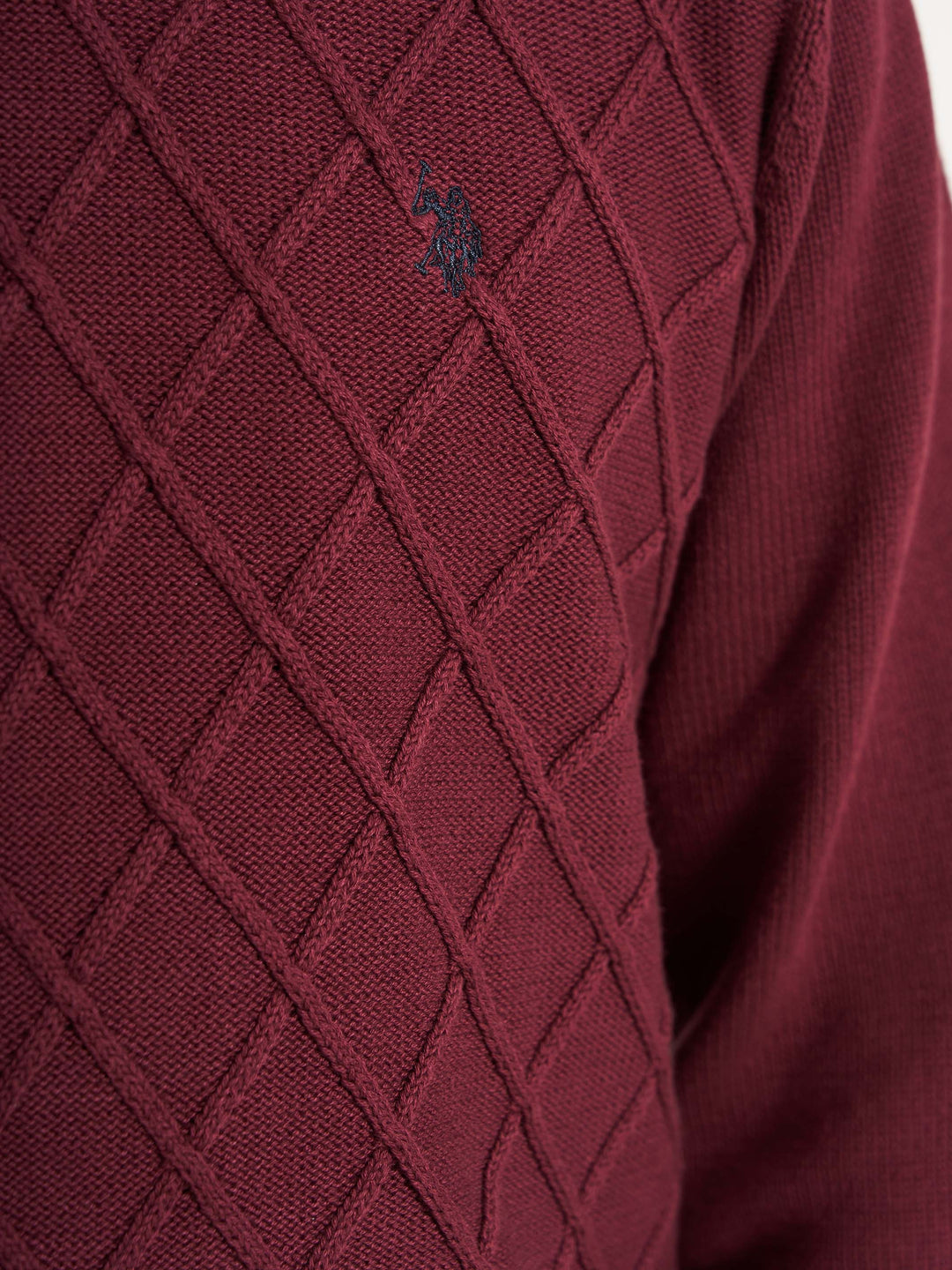 herre striktrøje pullover mønster med logo bordeaux