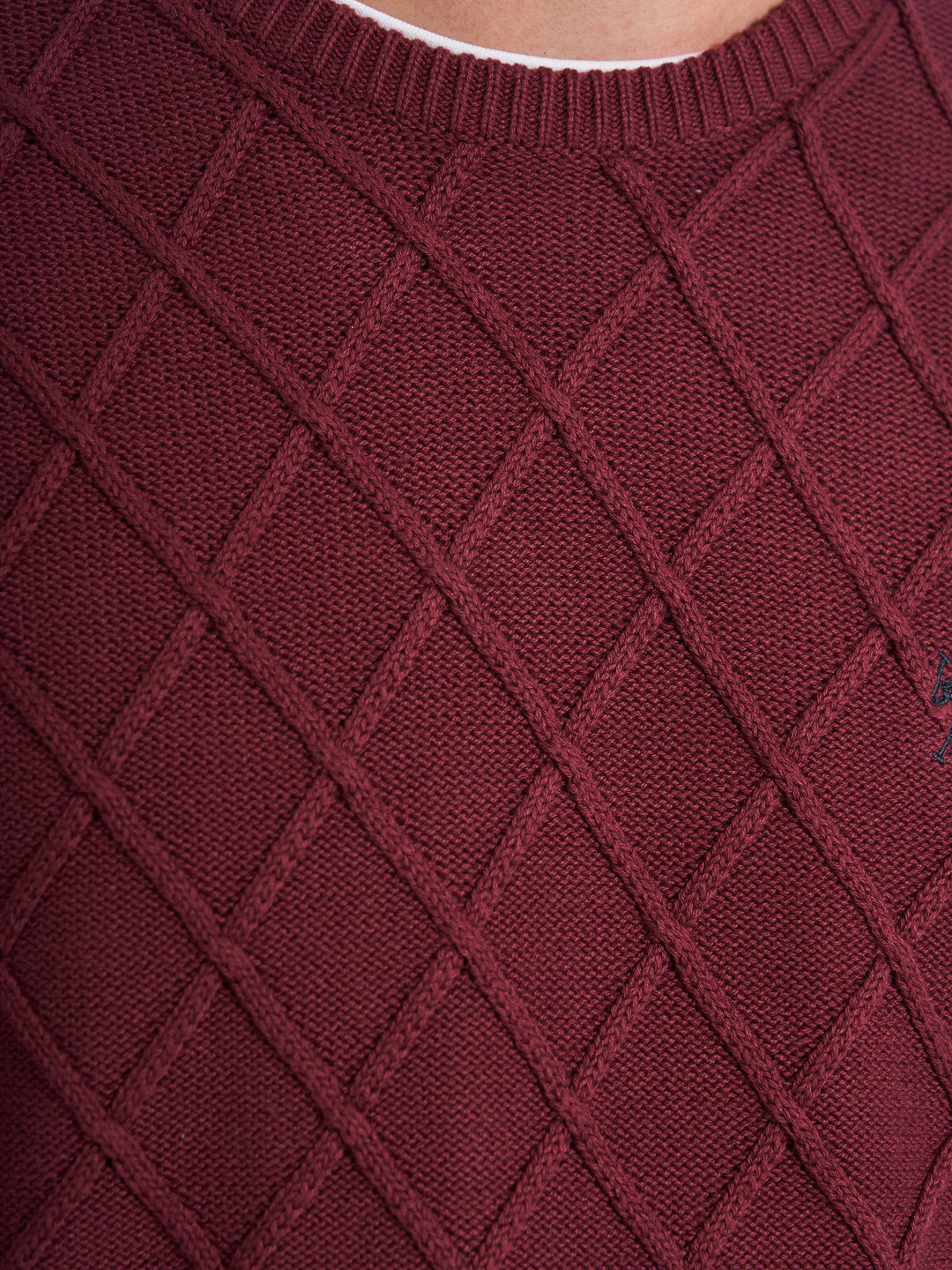 herre striktrøje pullover mønster med logo bordeaux