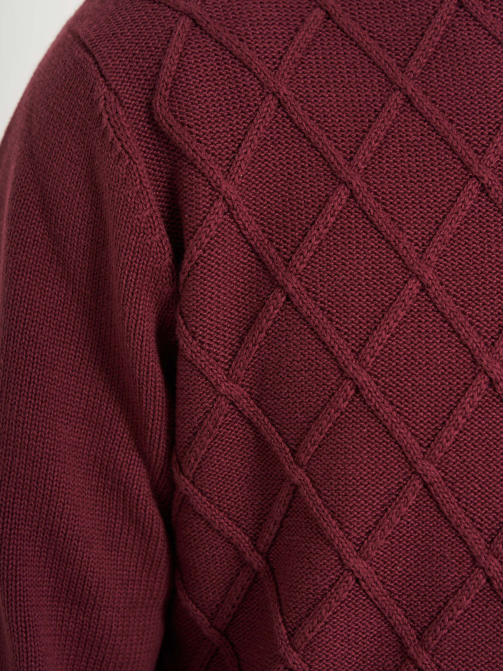 herre striktrøje pullover mønster med logo bordeaux