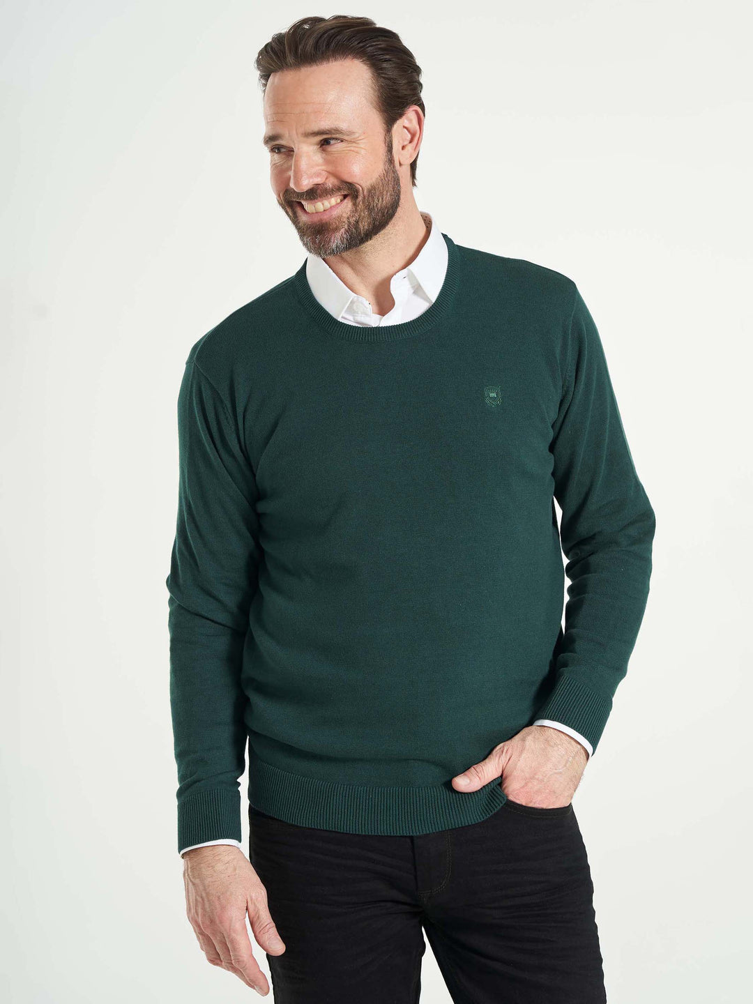 Basic strik pullover til mænd grøn