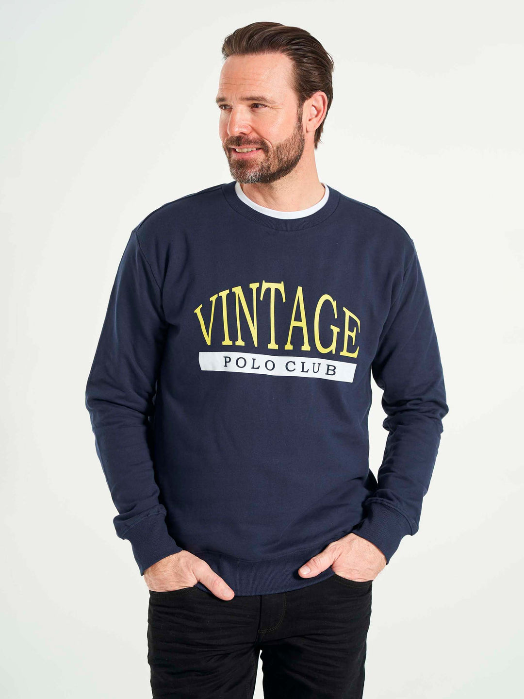 Sweatshirt med logo til mænd mørkeblå