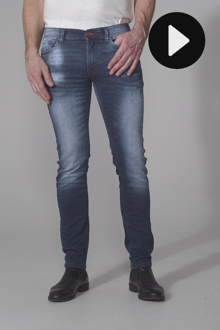 Modern fit stretch jog pants jeans til mænd mørkeblå vask